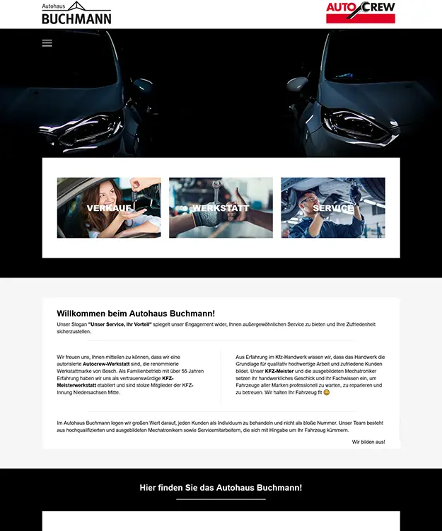 Die neue Website des Autohaus Buchmann Hannover mit neuem Webdesign von Werbeagentur Schulz-Design